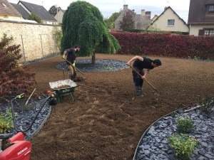 Façonnage de terrain de jardin Rots